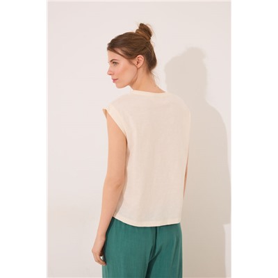 Camiseta sin mangas 100% algodón blanca