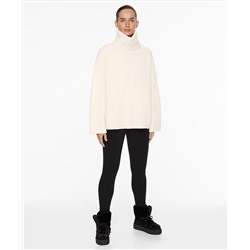 High-neck faux-shearling jumper