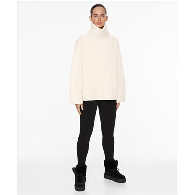 High-neck faux-shearling jumper