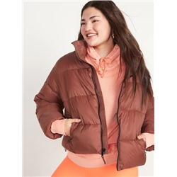 Water-Resistant Frost Free Short Puffer Jacket for Women