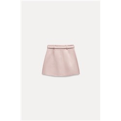 FAUX SUEDE SKIRT WITH BELT