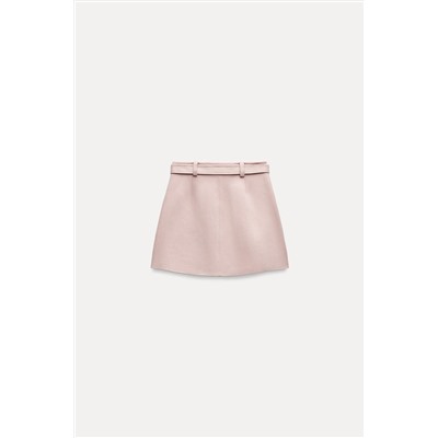 FAUX SUEDE SKIRT WITH BELT