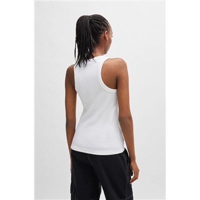 STRETCH-COTTON SLIM-FIT TOP WITH BLUE LOGO BADGE