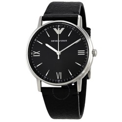 EMPORIO ARMANI Kappa Black Dial Black Leather Men's Watch