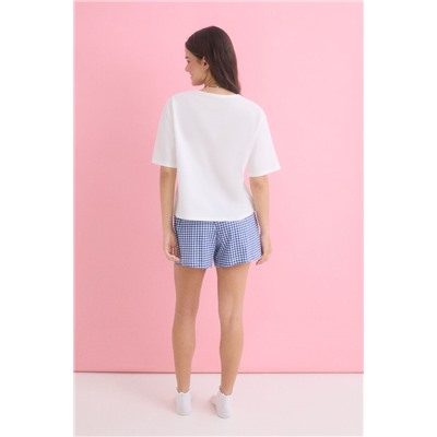 Pijama corto 100% algodón azul