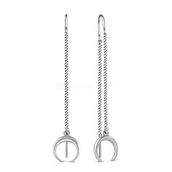 Серьги-продёвки из серебра родированные - Лунницы 925 пробы СП-5072р