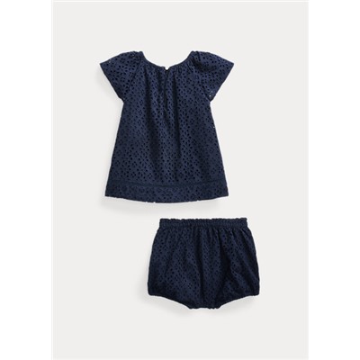 Baby Girl Eyelet Top & Bloomer Set