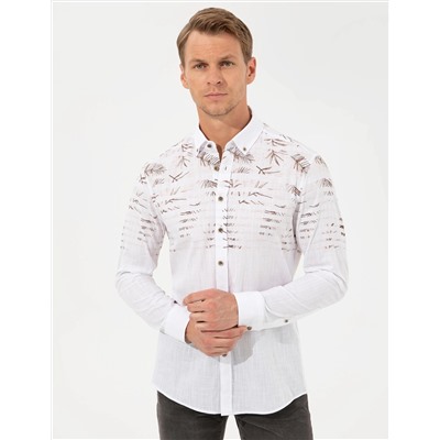 Kahverengi Slim Fit Uzun Kollu Gömlek