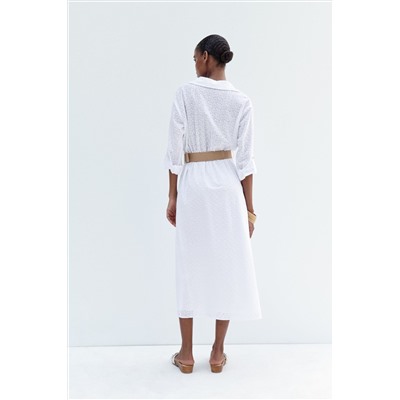 BELTED MIDI SHIRT DRESS
