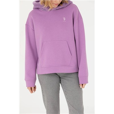 Kadın Lila Kapüşonlu Sweatshirt