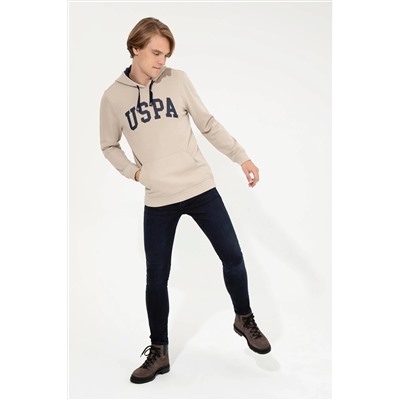 Erkek Taş Kapüşonlu Basic Sweatshirt