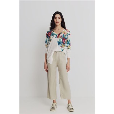Jersey de punto largo flores
