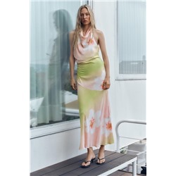 FLORAL PRINT HALTER DRESS
