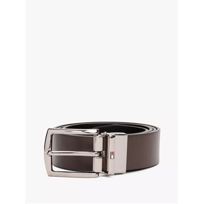 Reversible Flag Logo Loop Leather Belt