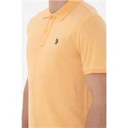 Erkek Slim Fit Polo Yaka Turuncu Basic Tişört