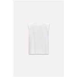T-SHIRT WITH V-NECKLINE AND SHOULDER PADS