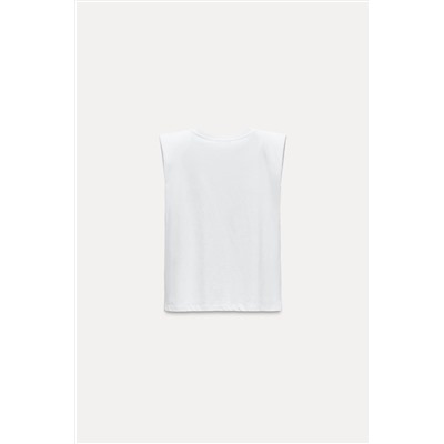 T-SHIRT WITH V-NECKLINE AND SHOULDER PADS