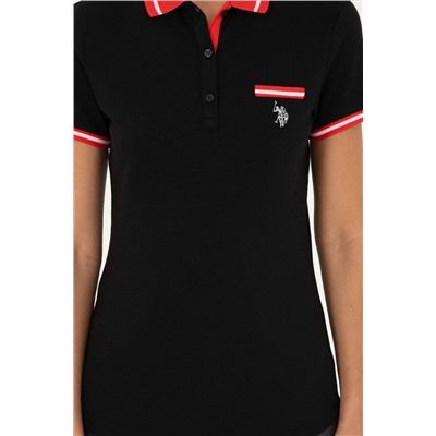 Kadın Siyah Polo Yaka Tişört