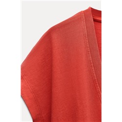 FADED-EFFECT T-SHIRT WITH A V-NECKLINE
