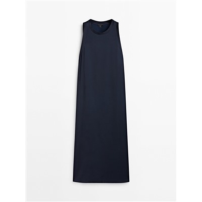 Vestido midi satinado detalle rib