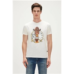 Bad Bear, Giraffe 0 Yaka Erkek Tshirt - Ekru