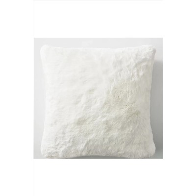 sevaradekor Peluş Kırlent Kılıfı Kar Beyaz Çift Taraflı Pelus Yastik Pelus Kırlent Kare KURK0001