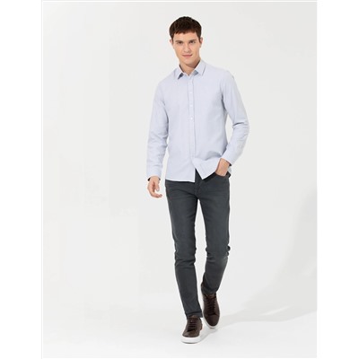 Gri Slim Fit Oxford Gömlek