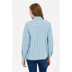 Kadın Mavi Uzun Kollu Gömlek