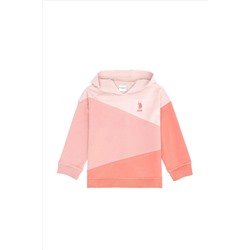 Kız Çocuk Somon Kapüşonlu Sweatshirt