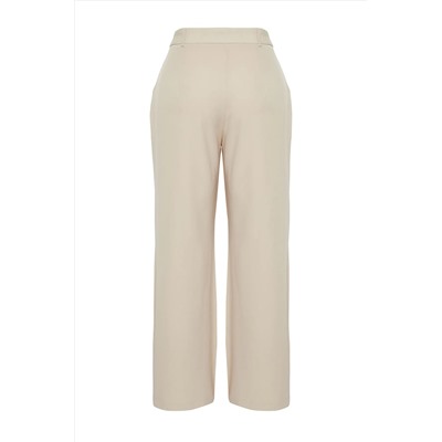 Taş Yüksek Bel Wide Leg Geniş Paça Pilili Dokuma Kumaş Pantolon TBBSS24AR00019