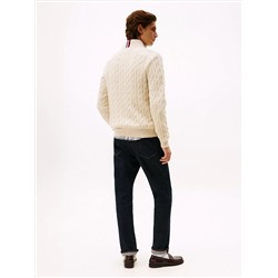 Cable Knit Mockneck Quarter-Zip Sweater