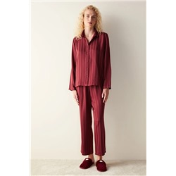 Penti Lucy Bordo Gömlek Pantolon Bordo Pijama Takımı PNZDEJ9E23SK-BX5
