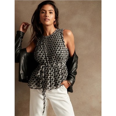 Pleated Tie-Waist Tank