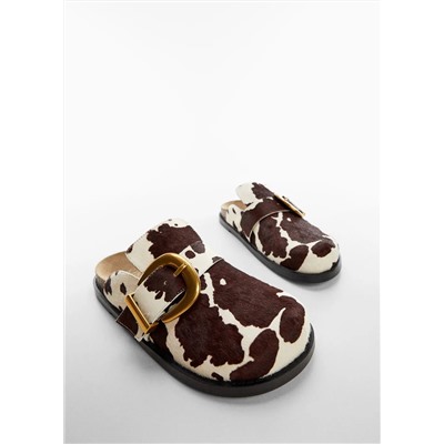 Zueco piel animal print -  Mujer | MANGO OUTLET Melilla