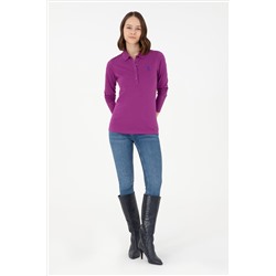 Kadın Menekşe Basic Polo Yaka Sweatshirt