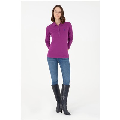 Kadın Menekşe Basic Polo Yaka Sweatshirt