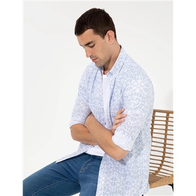 Mavi Slim Fit Uzun Kollu Gömlek