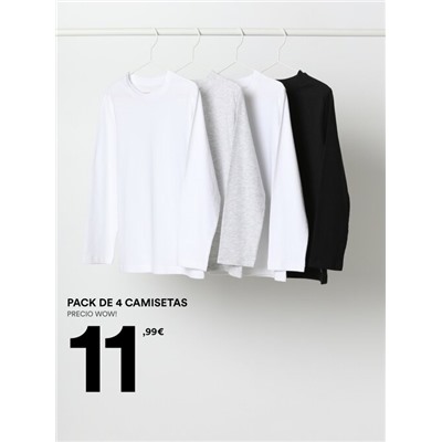PACK OF 4 PLAIN LONG SLEEVE T-SHIRTS.