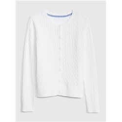 Kids Uniform Cable-Knit Cardigan Sweater