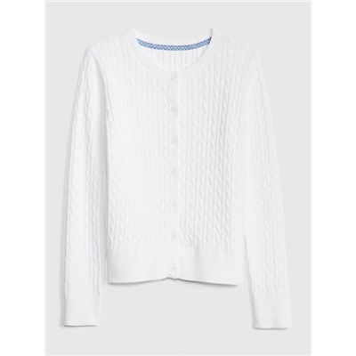 Kids Uniform Cable-Knit Cardigan Sweater