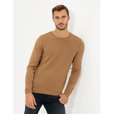 Camel Melanj Slim Fit Bisiklet Yaka Triko Kazak