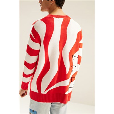 Jersey oversize de punto con olas rojas