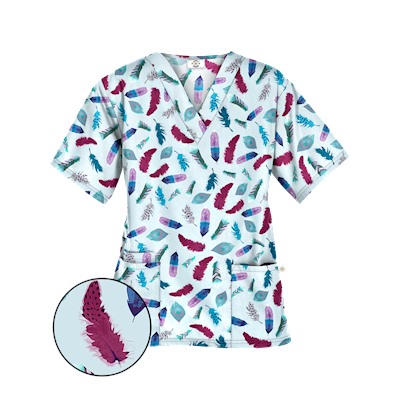 Happy Scrubs® Birds Of A Feather Jazzberry Scrub Top