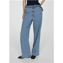 Pantalón fluido wideleg cinturón