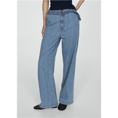 Pantalón fluido wideleg cinturón