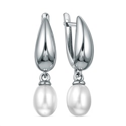 Серьги из серебра с жемчугом родированные 925 пробы z2-10102