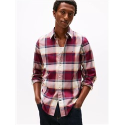 Slim Fit Check Stretch Herringbone Shirt