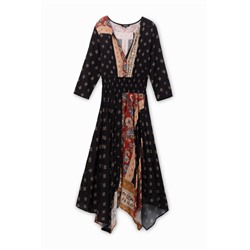 Vestido largo patch asimétrico