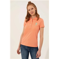 Kadın Somon Basic Polo Yaka Tişört