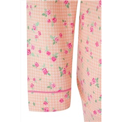 Pembe %100 Pamuklu Çiçekli Biyeli Örme Pijama Takımı TBBAW26AI00007